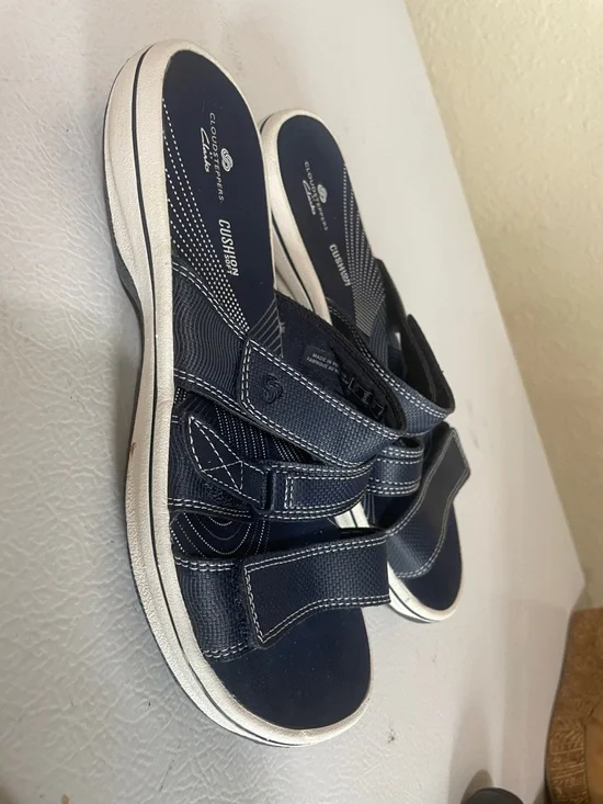 Clarks Cloudsteppers Cushion Soft Navy Slide In Sandals. Good Condition. Size 6M - Picture 6 of 14